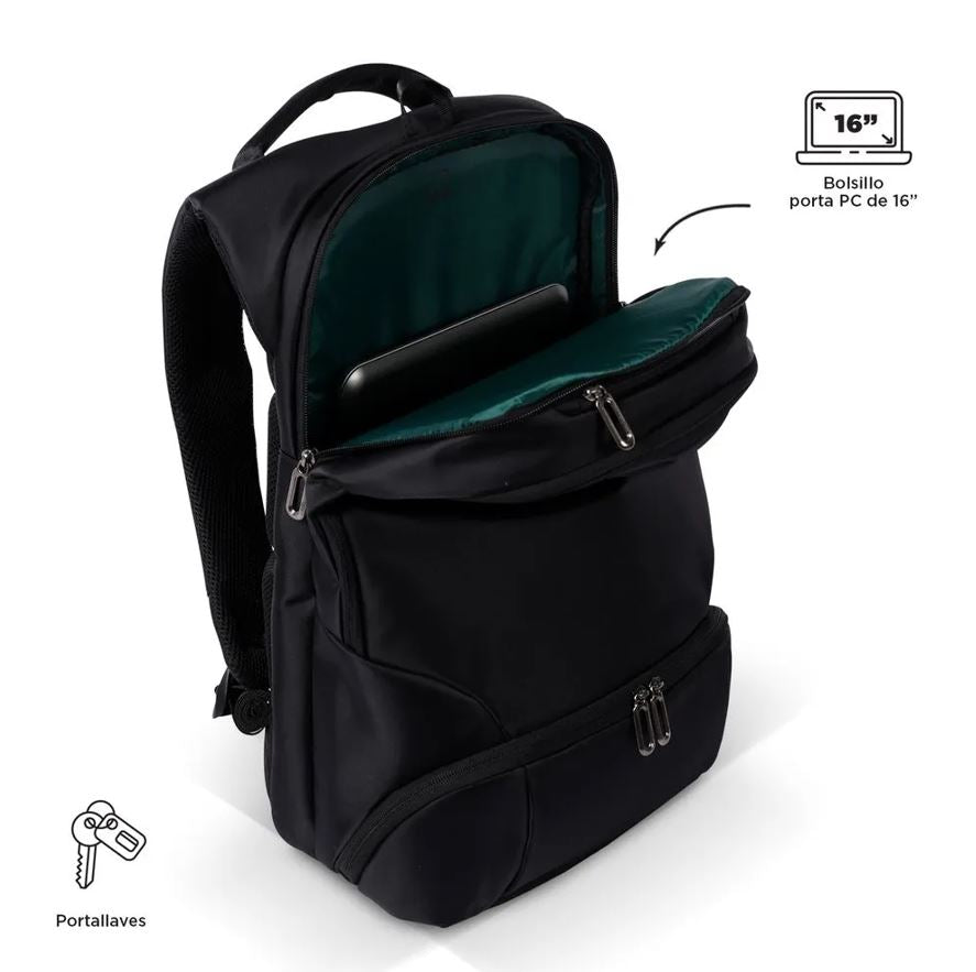 Mochila PC 16" Kano color negro