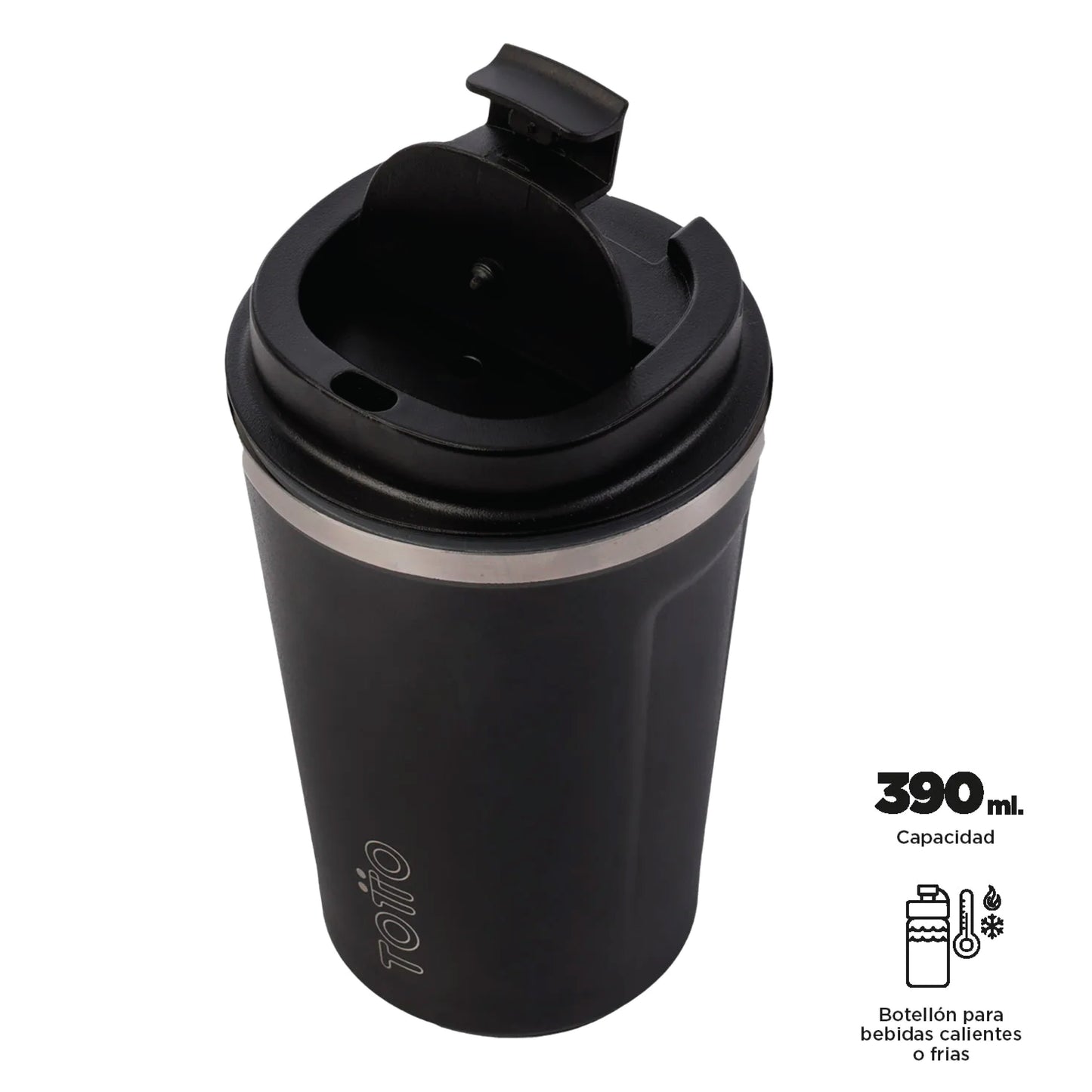 Vaso metálico de acero inoxidable 390ml (13.2 Oz) Mugyr Color negro